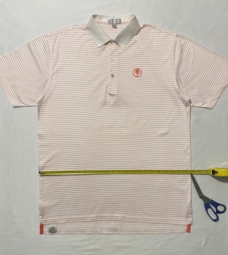 Peter Millar White & Pink Striped Men's Golf Polo Shirt Size M 100% Cotton - Picture 12 of 16