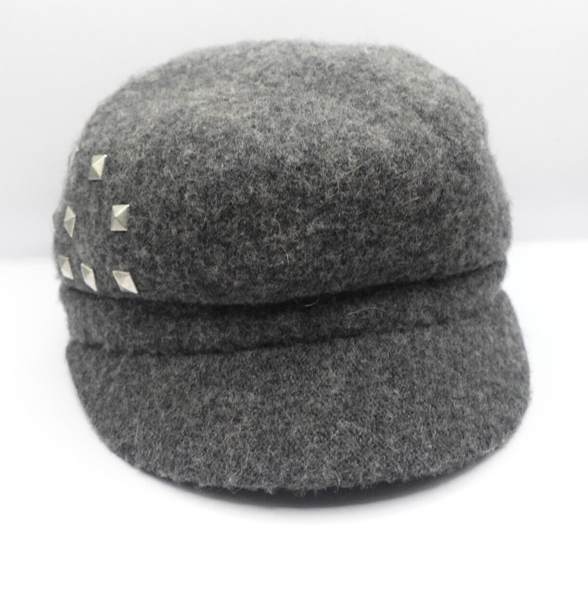 Studded Cabbie Newsboy Barret Women's Gray 80% Wool Hat Cap