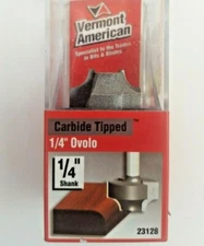Vermont American 1/4” Ovolo Router Bit 23128, Carbide Tipped. 1/4” Shank