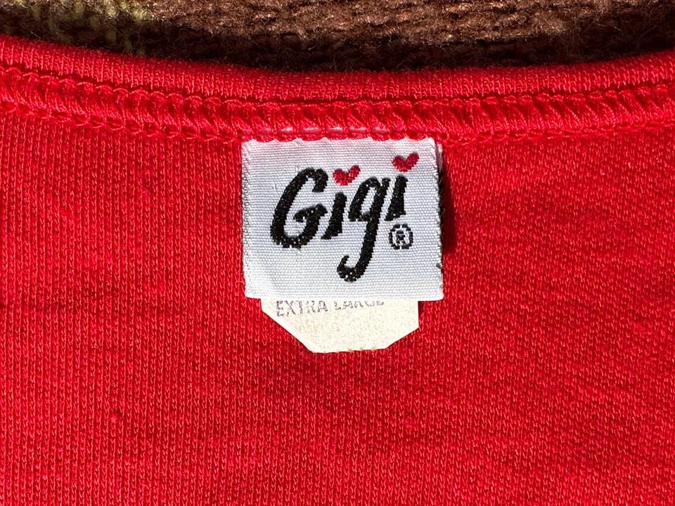 Camiseta De Colección Años 70 Para Mujer Roja Manga Corta Cuello en V XL Nueva Roja Fluer De Lis Suave Foto 3 de 4