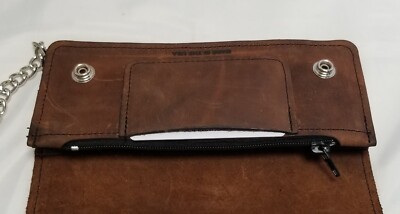 Large Brown Leather Trucker Wallet 7.5