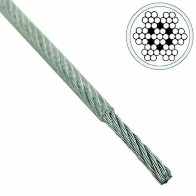 1mm 7x7 Galvanised Steel Wire Rope CLEAR PVC Coated