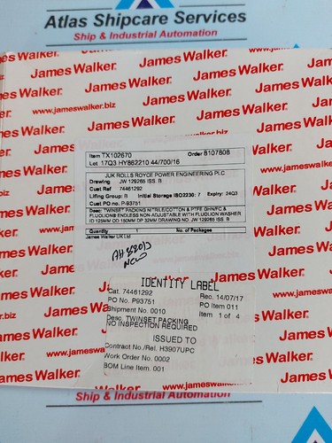 JAMES WALKER 74461292 TWINSET PACKING SEAL GASKET - Picture 4 of 7