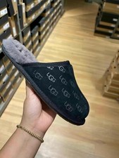 NIB UGG Women's PEARLE EMBOSSED LOGO Slippers Color -BLK Size US 5/6/7