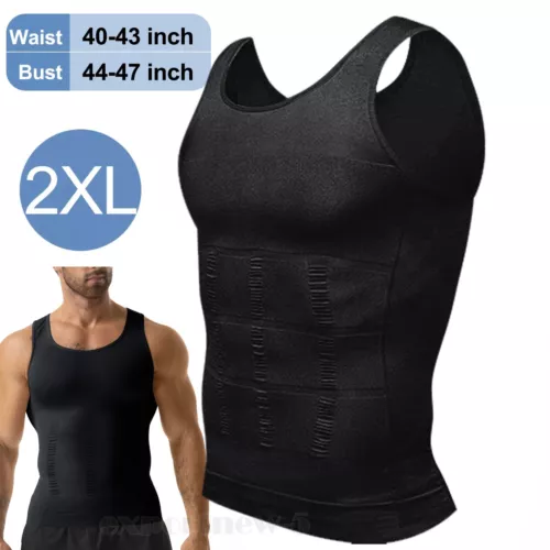 Mens Body Shaper Belly Chest Compression Slimming Shirt Tank Top Abs Girdle Vest - Picture 24 of 56