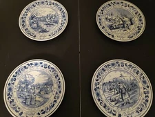 Delfts Blauw Dutch Blue Delft : 4 wallplates of the 4 seasons Goedewaagen 