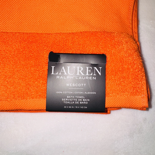 NWT (2) Lauren Ralph Lauren Wescott Bath Towels 30”x56” 100% Cotton Orange - Picture 4 of 4