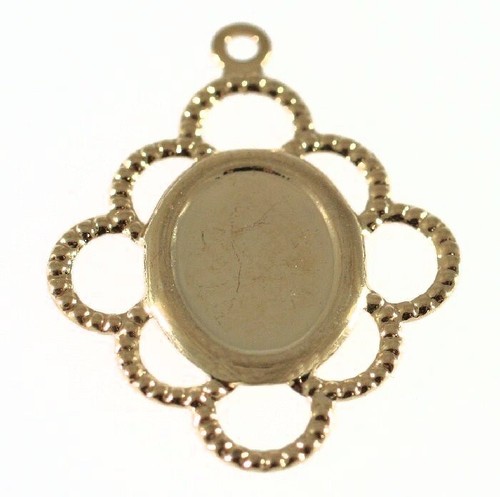 Drop, 100 Gold Plated Brass 19x17mm For 8x6mm Oval Cabochon Setting Mounts * - Picture 4 of 9