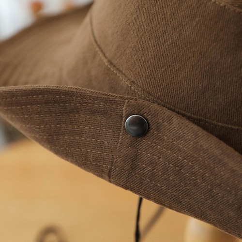 Unisex Wide Brim Sun Hat with Adjustable String Hiking Fishing Cap Outdoor - Picture 8 of 19