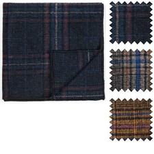 Plaid Wool Pocket Handkerchief Classic 24cm Hankie Traditional Overcheck