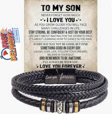 To My Son Gift for Son Bracelet Love from Mom, Dad Forever Birthday, Graduation