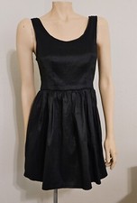 XXI womens black shiny stretch mini dress M side zip forever 21 EXCELLENT