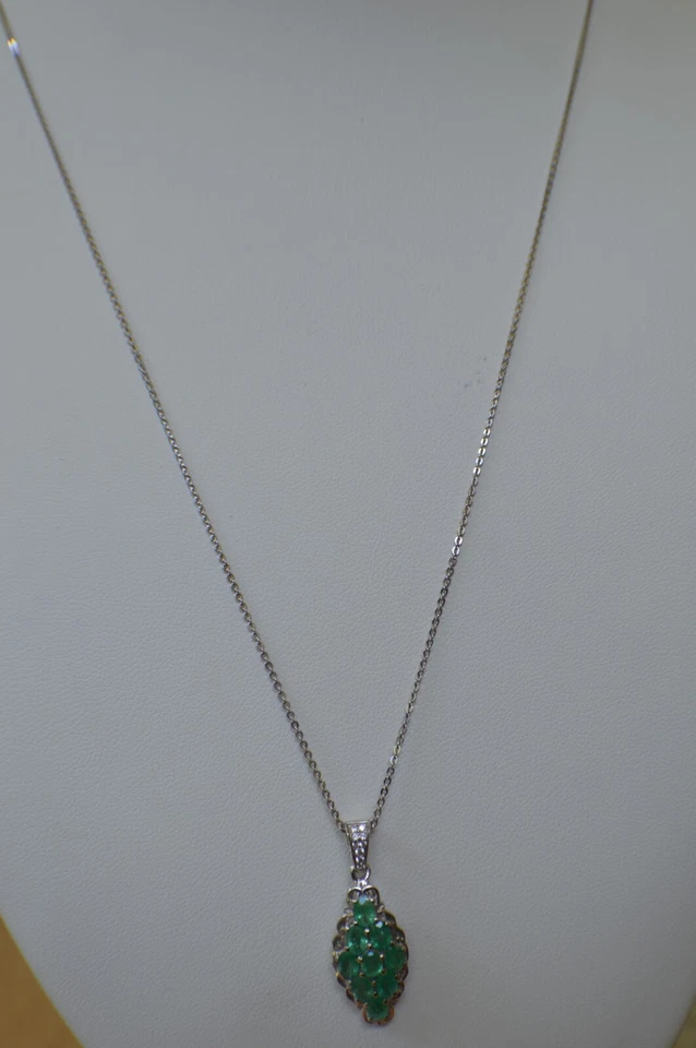 Colgante Boyacá Esmeralda Colombiana/Circón 1.30ct Cadena 20" Platino sobre Plata Foto 3 de 4