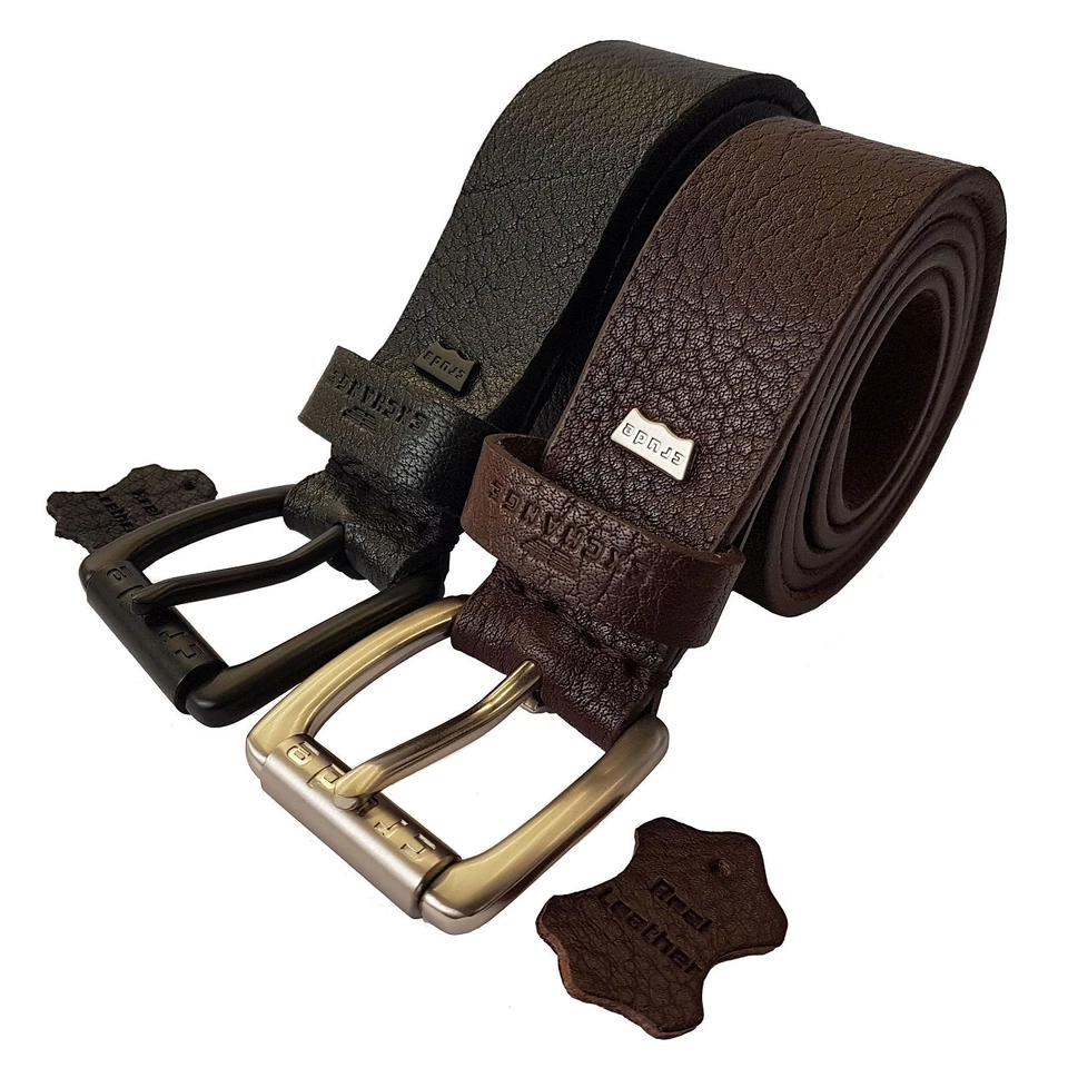 CRUDE EXCHANGE Mens Black Brown Jeans Real Genuine Leather Belts 26-64 inches - Image 4 of 4
