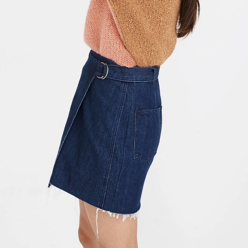 Mini falda envolvente Madewell Denim dobladillo crudo talla 0 Foto 2 de 4