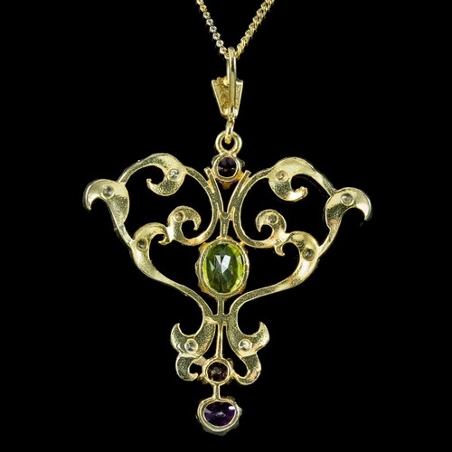 EDWARDIAN SUFFRAGETTE STYLE PENDANT NECKLACE SILVER 18CT GOLD GILT - Picture 3 of 5