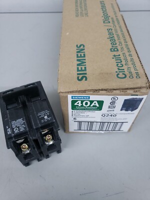 Siemens Q240 Double Pole Circuit Breaker, 40 Amp, 2 Space Siemens Q240 Double Pole Circuit Breaker, 40 Amp, 2 Space