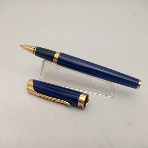 WATERMAN L'ETALON INDIGO BLUE LACQUER ROLLERBALL PEN STUNNING VINTAGE 90s BOXED - Picture 6 of 9
