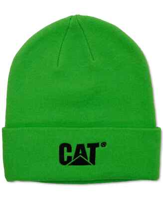 CATERPILLAR Men's Trademark Cuff Beanie Hat CAT Logo on Cuff Green ONE SIZE