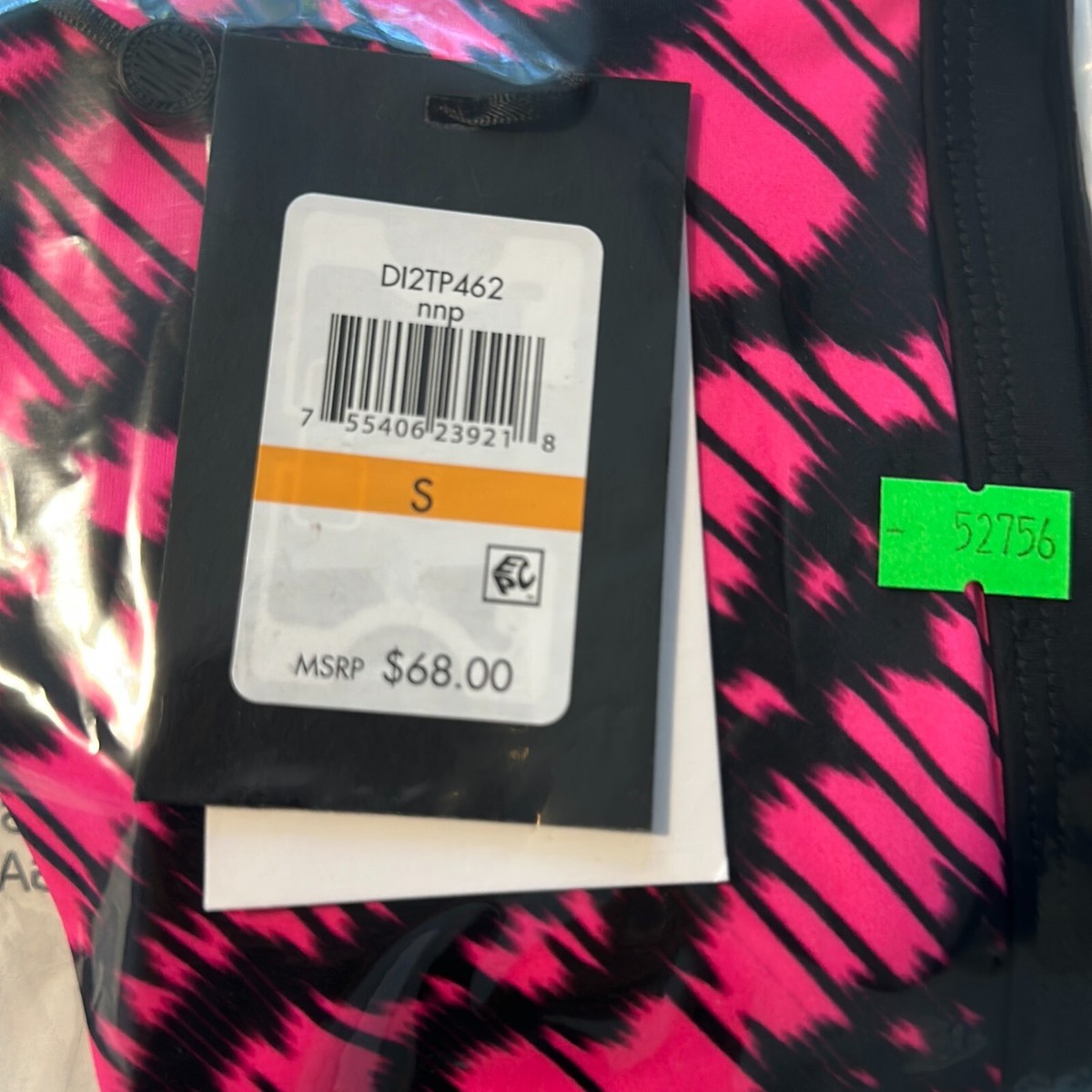 Dkny Women's Neon Pink Abstract Stretch Square Neck Bikini Swim