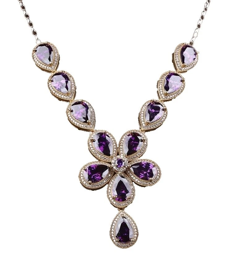 Collares y colgantes colgantes de amatista de moda