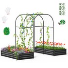 SLSY 3 in 1 Galvanized Raised Garden Bed with Ties /Netting/86" Tall Arch Trelli