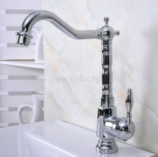 Chrome Brass Kitchen Sink Faucet Swivel Spout Single Handle Cold Hot Mixer Tap