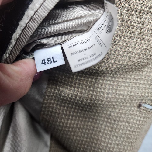 HART SCHAFFNER MARX Men' 48L Beige Check USA Wool Blazer Sport Coat Suit Jacket - Picture 7 of 15