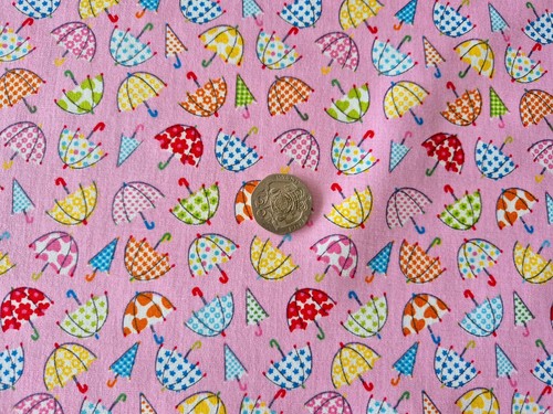 Popelín 100 % algodón color rosa y Hubble con paraguas de colores brollys - Imagen 1 de 2