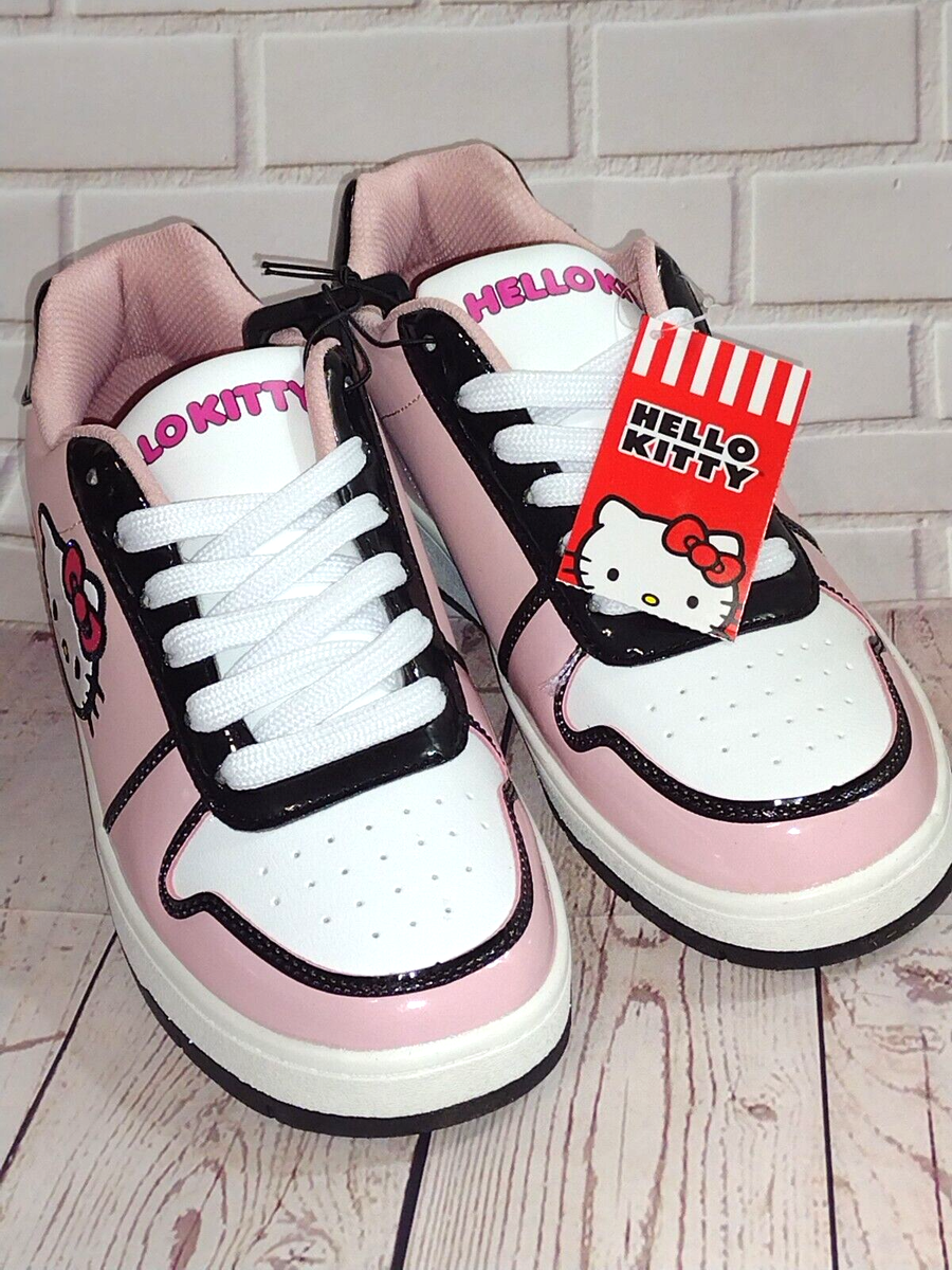 HELLO KITTY Sneakers Size 8 Pink White Lace Up Casual Court