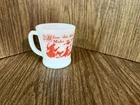 Vintage 1950s Fire King Coffee   Mug White Bless This Food Red Letter