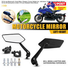 Motorcycle Side Rear View Mirrors 2Pcs 8mm 10mm Universal Black Durable