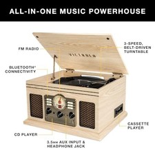 VICTROLA THE QUINCY 6-IN-1 BLUETOOTH RECORD PLAYER - GRAY