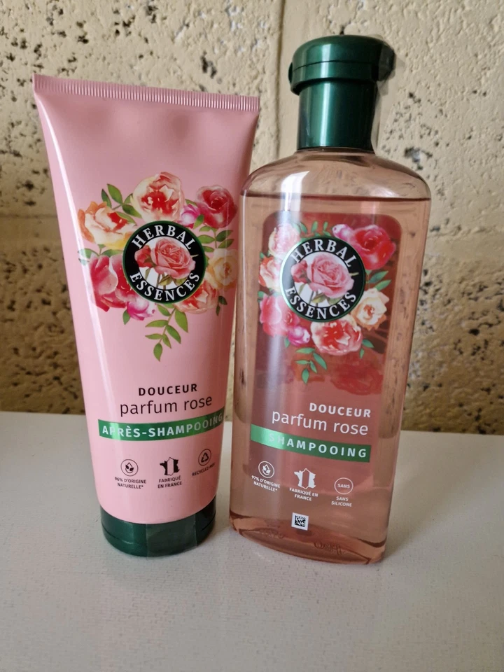 Shampoing 250ml + après-shampoing 200ml Herbal Essence Parfum Rose - Photo 1/1