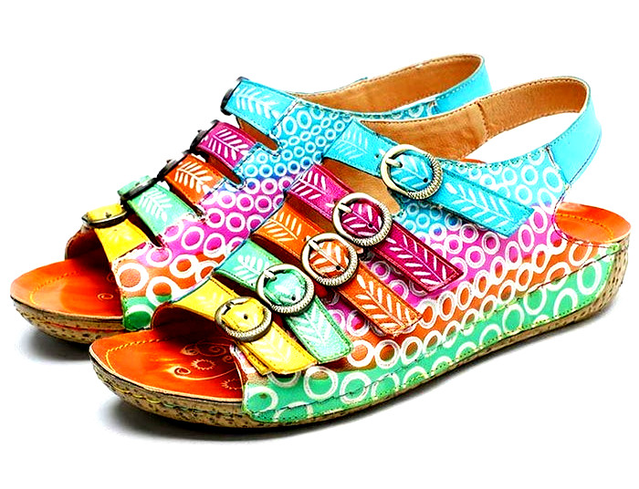 Soffia Rainbow Strap Bubble Pattern Leather Sanda… - image 18