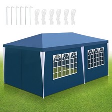 Pavillon Partyzelt Grün,Blau,Weiß 3x3m/3x6m Festzelt Marktzelt Seitenteil