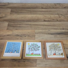 Vintage 1984 Lillian Vernon Ceramic Tile Wall Plaques Trivet Set of 3 Seasons