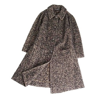 Dolce & Gabbana Coat Long Wool Tweed Outerwear Womens 36 (XS) Black Used MOLO-0