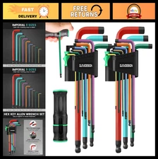 19-Piece Extra Long Allen Wrench Set, Hex Key Set with Ball End & T-Handle, Metr