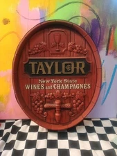 TAYLOR New York State Wines and Champagne 3D Barrel Bar Sign Hanging Vintage
