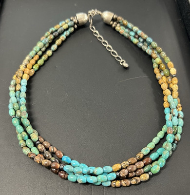 Jay King DTR 4 Strand Turquoise Jasper & Sterling Silver 17.5-20.5'' Necklace 50g