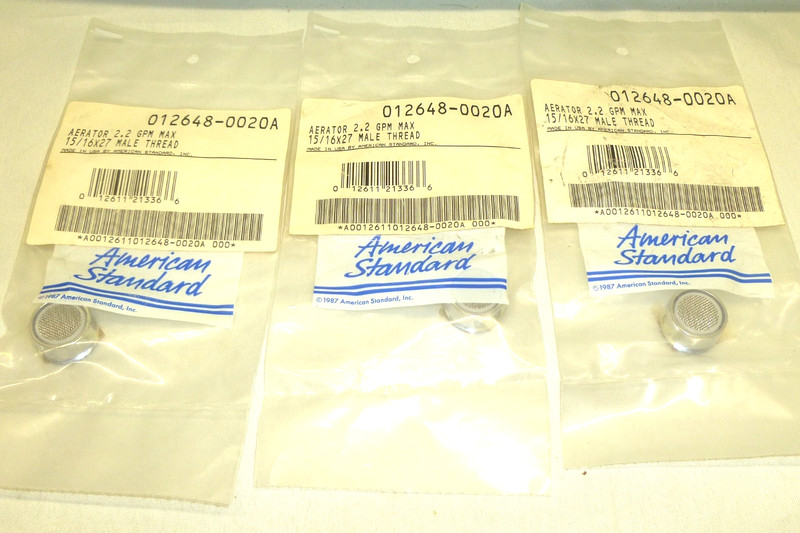 3  AMERICAN STANDARD 012648-0020A Aerator 2.2 GPM max 15/16 x 27 male thread