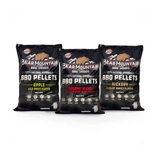 Bear Mountain 3-Pack Wood Pellets for Smoker, Grill & BBQ, 20 Lb, Apple, Hick...