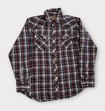Youngbloods Authentic Western Shirt Mens L Plaid Pearl Snap Up Long Sleeve