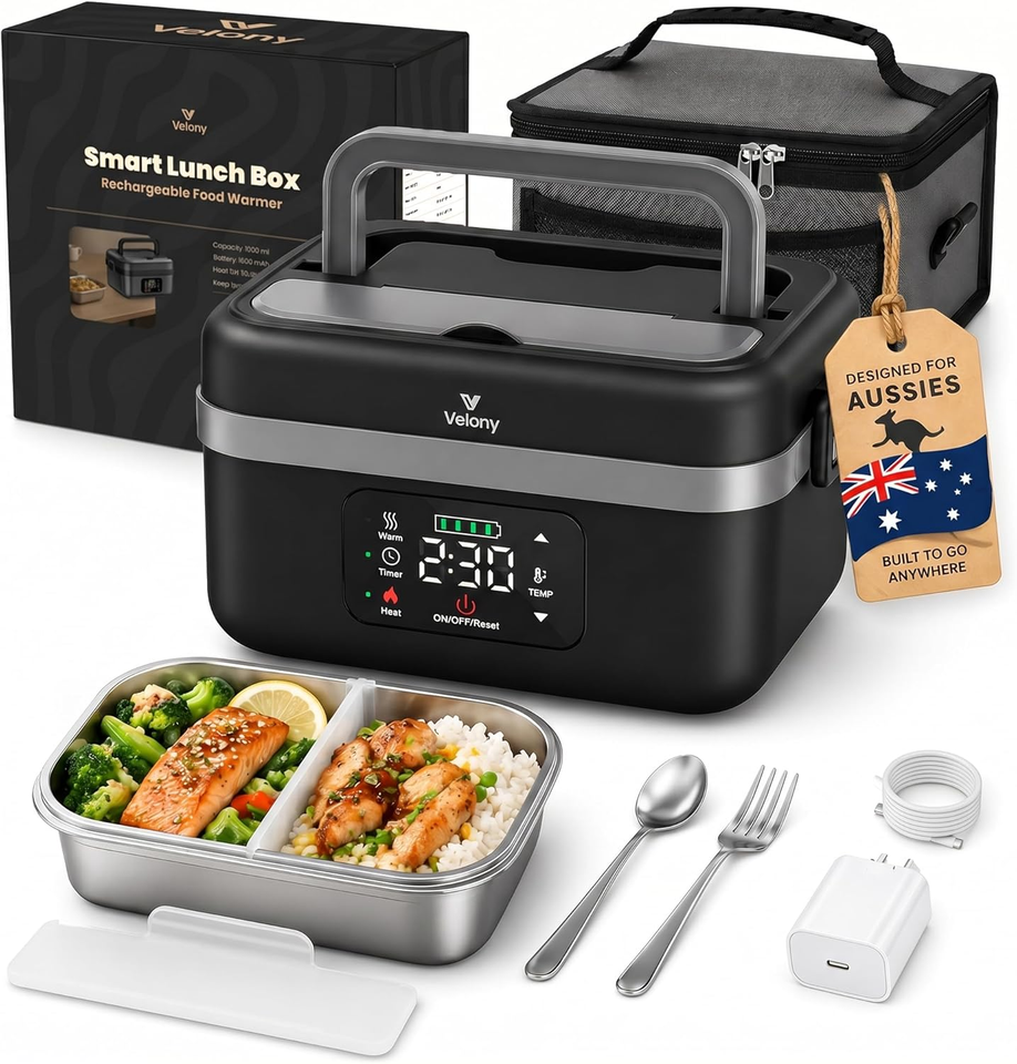 St. Box Cordless Electric Lunch Box, Rechargeable Portable Food Warmer with ...