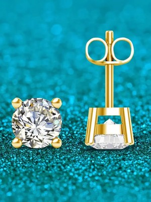 2 x 1 ct Diamant Echtschmuck Ohrstecker Au 18 Kt verg.  Ag 925  -VVS1-''D''-