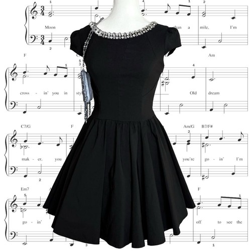 gracia audrey hepburn inspired black a line dress with jewel neckline size small