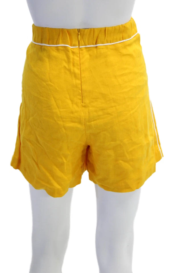 Ancient Kavvos Womens Linen High Rise Pull On Shorts Yellow Size Medium - Image 3 of 4