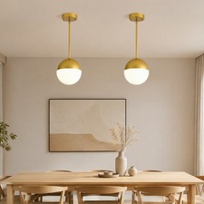 2 Pack Mid Century Pendant Light Globe Glass Ceiling Light Dining Room Fixture