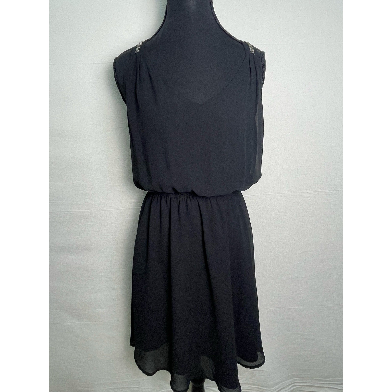 Naked Zebra Black Beaded Racerback Dress Size S